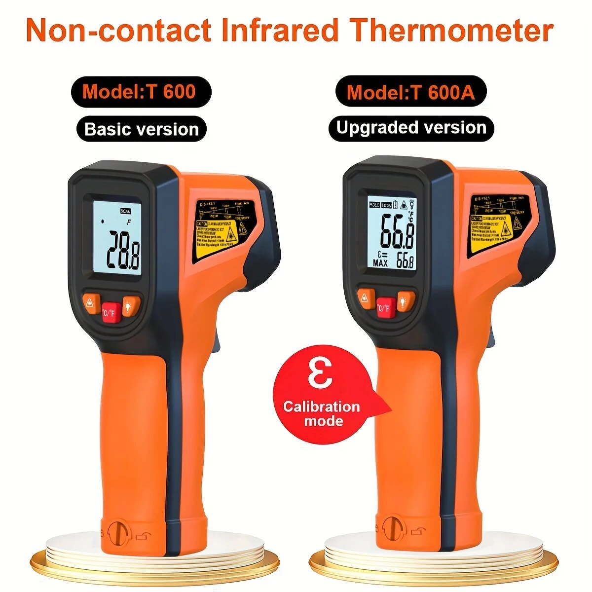 NJTY Infrared Thermometer Handheld Temperature Gun Non-Contact Laser Heat Tester -50-600Â°C for Industrial Home Automobile Use