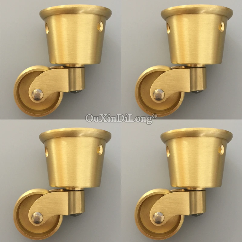 

Brand New 4PCS 1.25'' Brass Casters Universal Furniture Wheels Table Chair Sofa Couch Feet 360° Flexible Swivel Pulleys Rollers