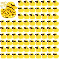 1-100pc Mini Rubber Ducks Set in Bulk with Sunglasses Float Squeak Tiny Ducks Rubber Duck Toy for Kids Party Birthday Supplies 1