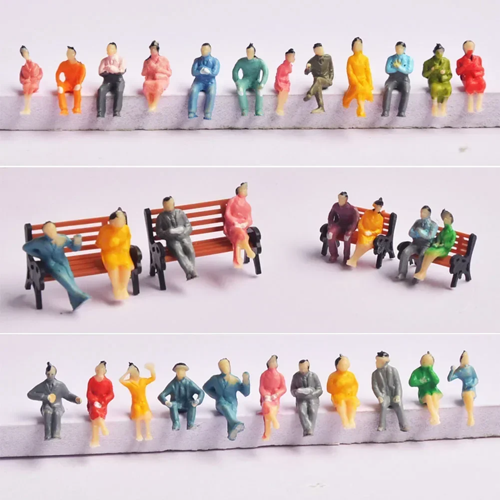 100Pcs ABS People Figures Toys Seated Painted Model 1:100 Scale Miniature People Model Collection Railway Sitting Passengers action figures toys mini figure toys