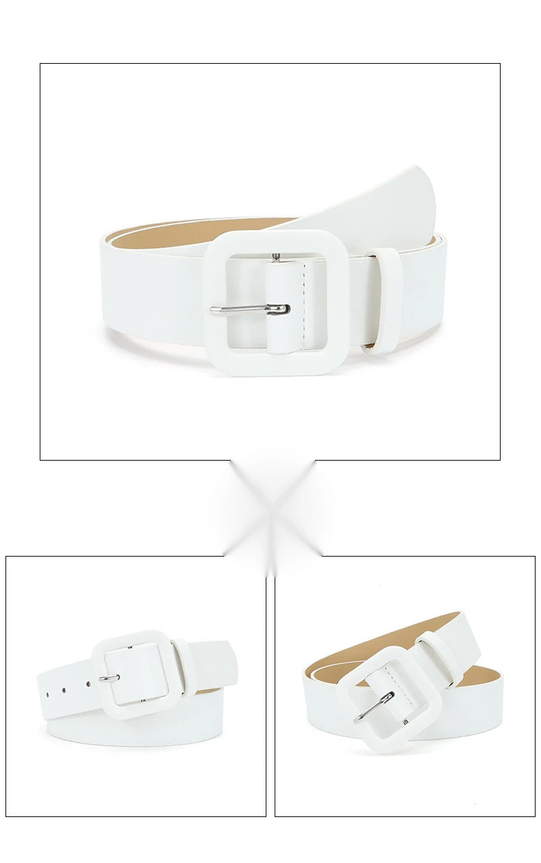 2023 Nuova cintura decorativa color caramello nuova fibbia quadrata Cintura larga per jeans versatili alla moda da donna_voghion.com