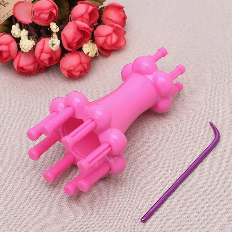 Double Head French Yarn Random Color Plastic Knitter Knitting Doll Craft Spool Loom With Crochet Hook Knitter Loom Maker