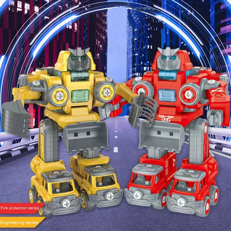 

DIY Diecast Construction Vehicles Dump Digger Mixer Truck Deformation Car Toys Boys Amazing Gifts Automatic Transform Robot Toy