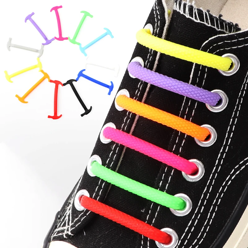 

16pcs/Lot Silicone Shoelaces Elastic Semicircle Silicone Shoelace Special No Tie Shoelace Men Women Shoe Laces Rubber Zapatillas