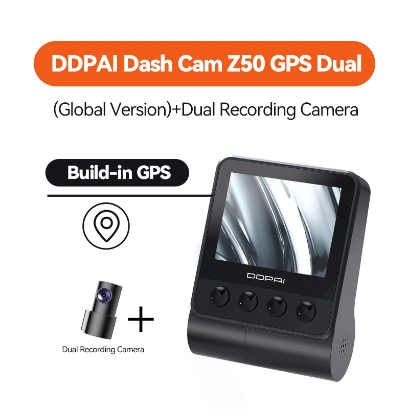 كاميرا DDPAI Dash Cam Z50 أمامية وخلفية 4K، كاميرا...