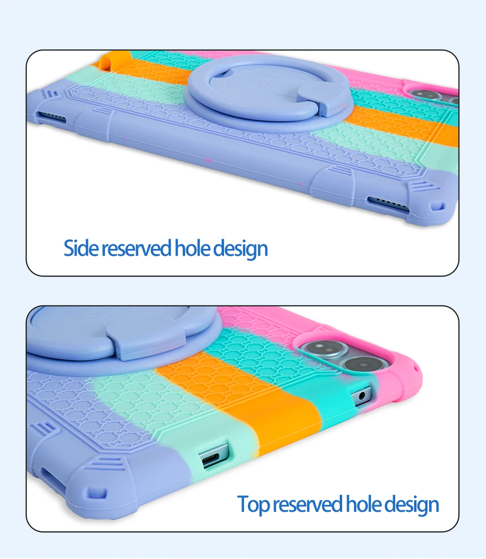 12 Rotatable Stand Case with Handle Strap - Kids Safe Soft Silicone Cover