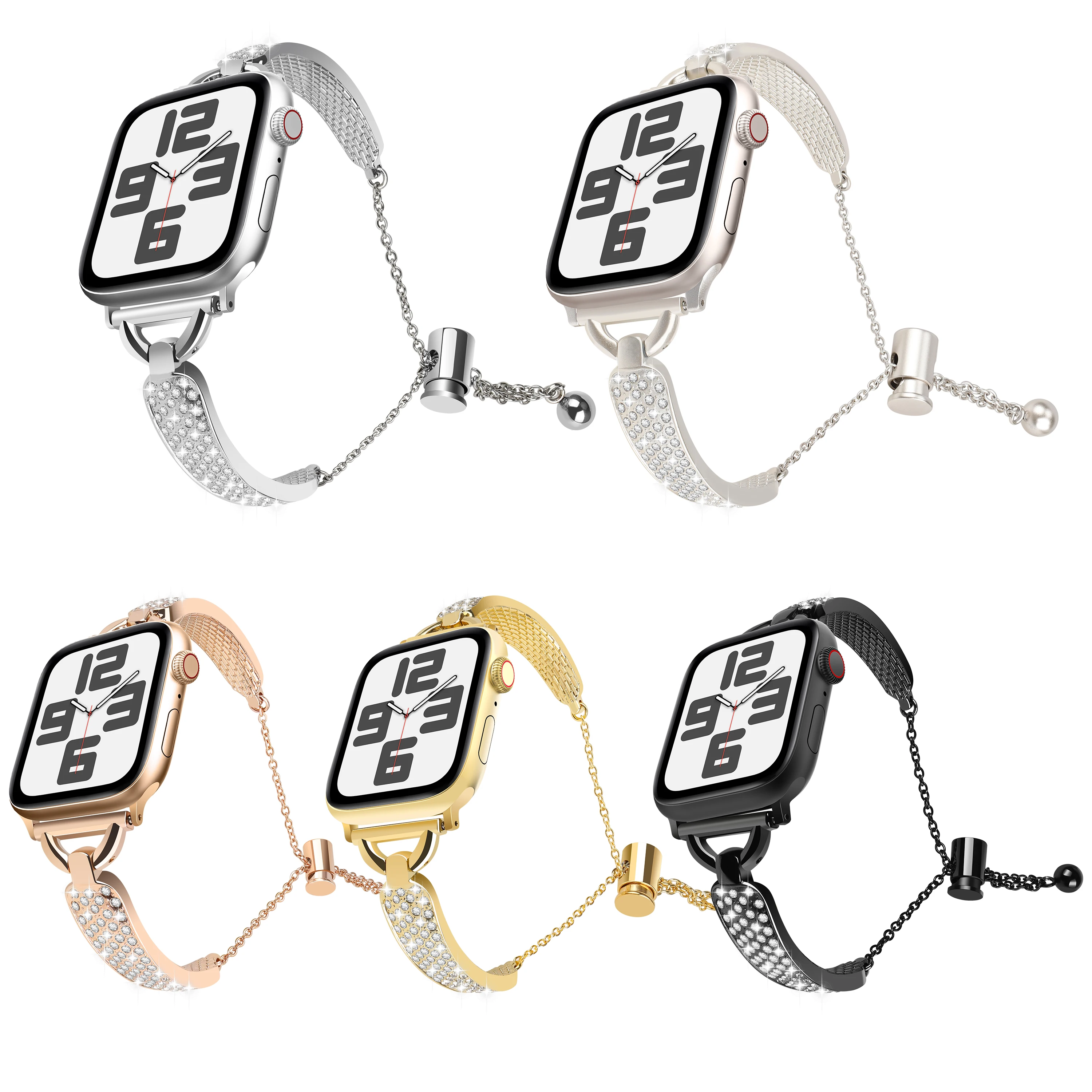 Elegant Rhinestone Bracelet Band for Smartwatches - Women's Dressy Metal Strap