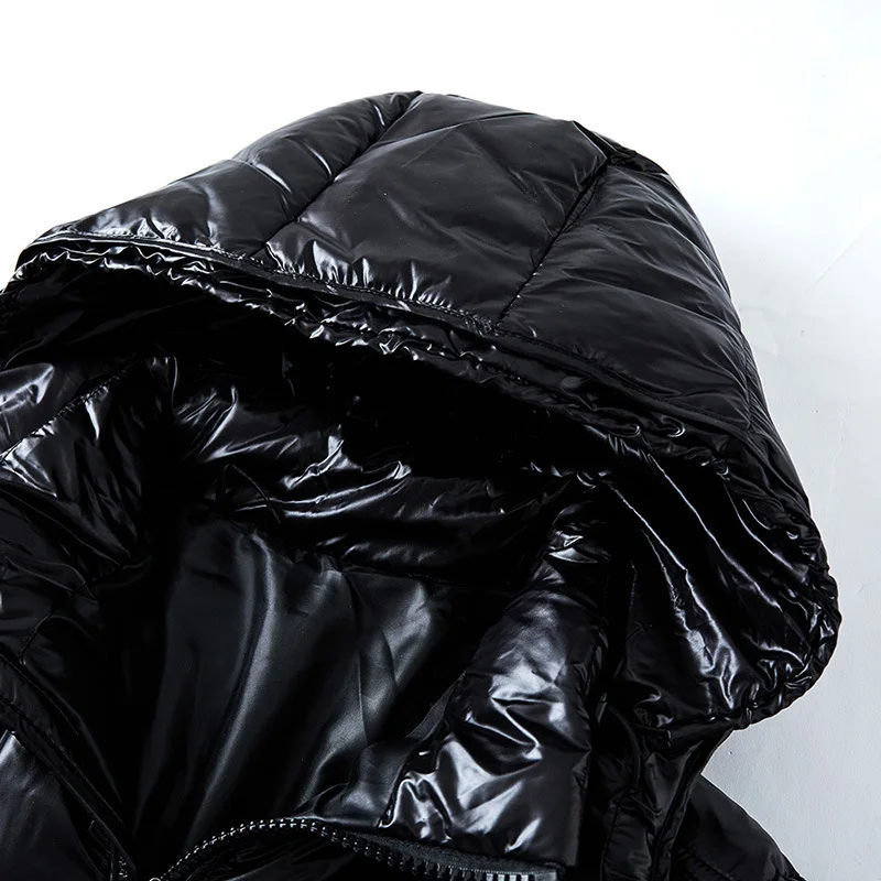 Down jacket Puffer jacket Cotton jacket PFHQ Down Cotton Jacket Glossy Surface Men's Hooded Thick Bread Coat Solid Color Warm Long Sleeve Male Tops 21Z7542