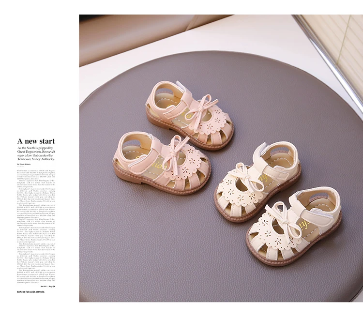 Description Picture 3 of itemToddler Walking Shoes Breathable Non-Slip Comfort Beach Shoes for Baby 2025 Summer New Girls Sandals Sweet Bows Soft Sole Cute