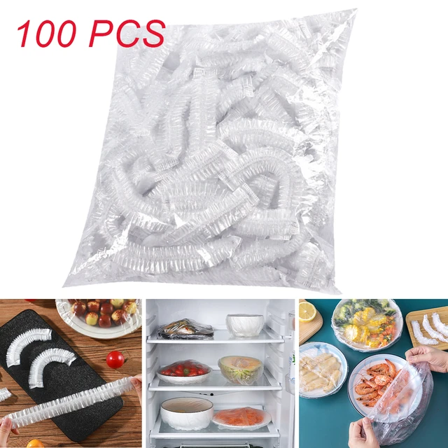 100pcs Disposable Food Cover Plastic Elastic Food Storage Bags  Fresh-keeping Kitchen Food Grade Fruits Bowls Caps Dustproof Wrap -  AliExpress