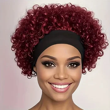 Short Curly Pixie Cut Headband Wig Remy Brazilian Human Hair Wigs For Black Women Machine Made Wig
