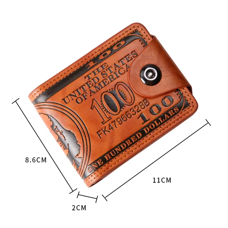 Men's Wallets With 100 US Dollar PatternWallet Male Leather Walet Photo Card HolderFashion Large Capacity Wallet Purse Bag - 3