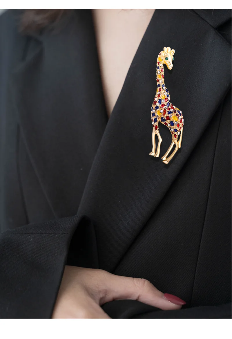 Spilla A Forma Di Giraffa Con Strass - Accessorio Moda Per Cappelli, Vestiti, Donore E Ragazze - Foto 2
