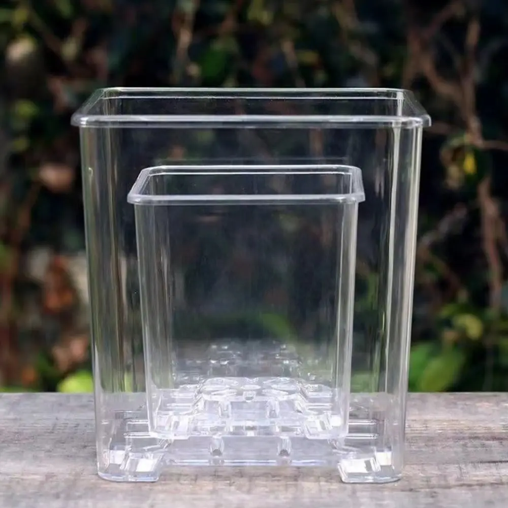 Clear Acrylic Square Planter with Drainage and Breathable Design
