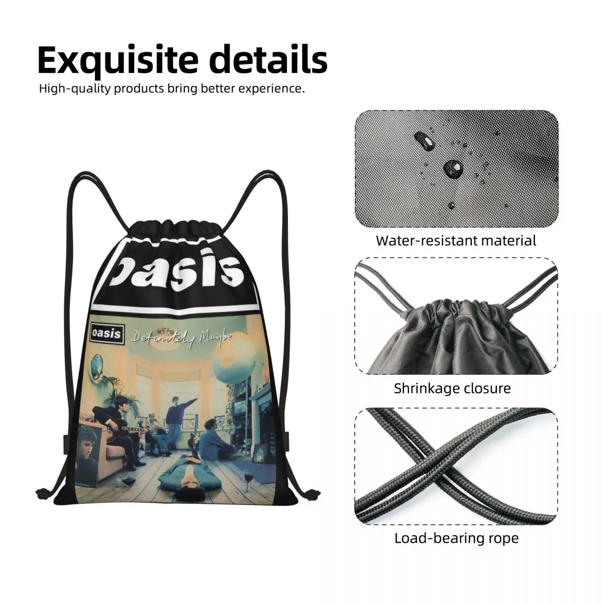 O-Oasis Rock Band Drawstring Bags Sports Backpack Gym Sackpack String Bag for Cycling 2