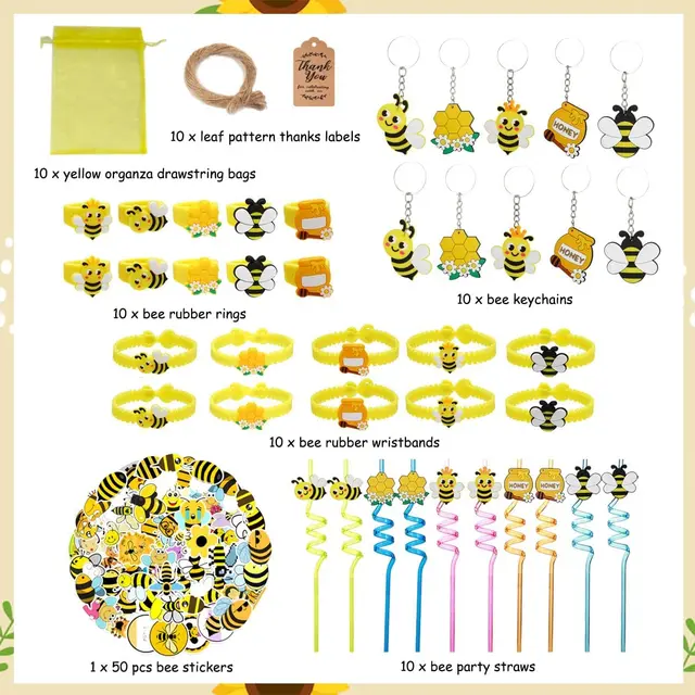 Containlol 16 Pcs Bee Party Favors Honey Bee Gift Bags Bee Theme Goodie  Bags Sweet As Can Bee Candy Bag Bee Present Bags with Handle for Birthday