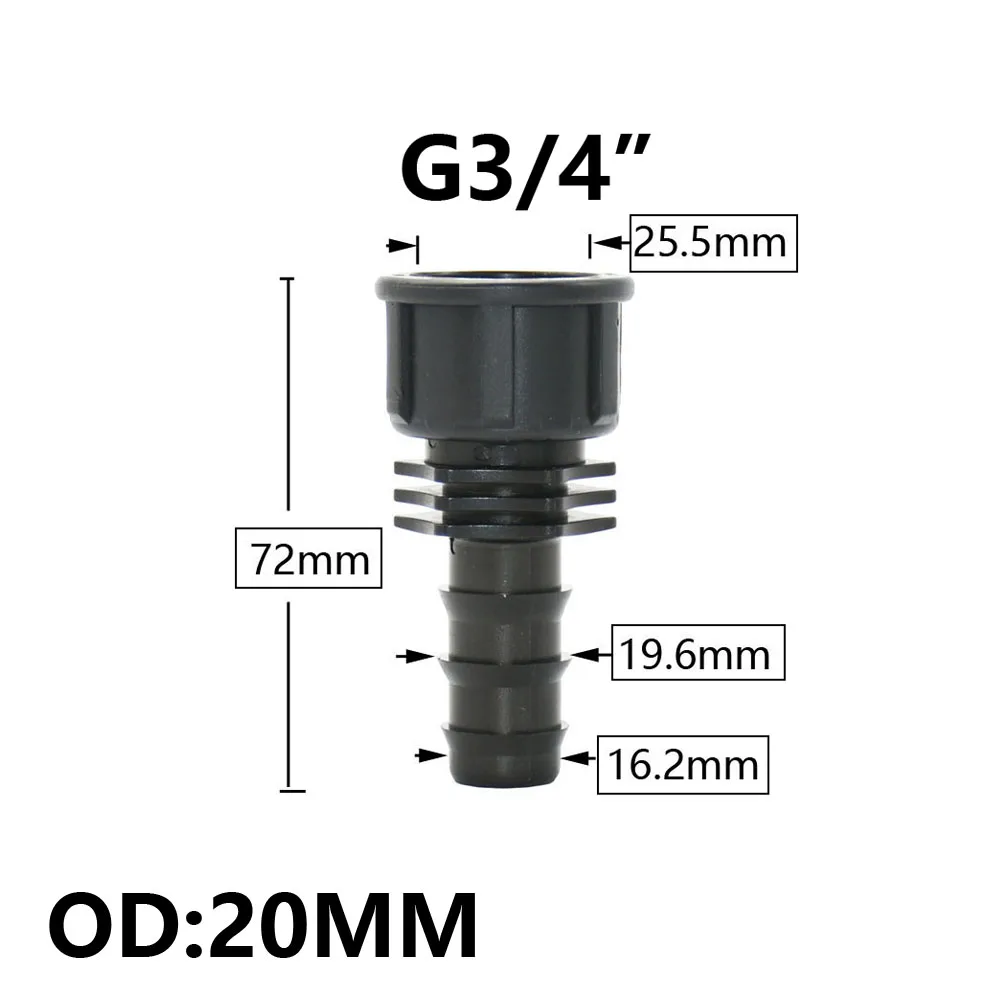 8/16/20/25/32mm Garden PE Tube Connector 1/2 3/4 1" Thread Hose Elbow Barb Coupler Fitting Farm Irrigation PE Pipe Joint 6