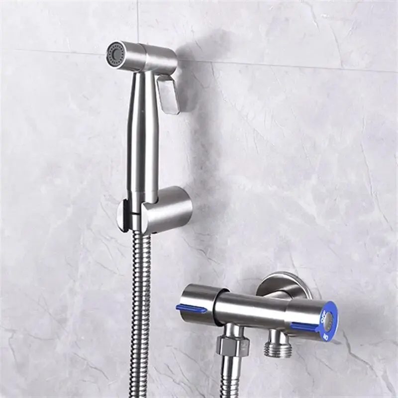Handheld Bidet Sprayer Bathroom Toilet Bidet Sprayer Set 304 Stainless Steel Two Way Faucet With 1.5M Flexible Hose Bathroom Shower Head Set