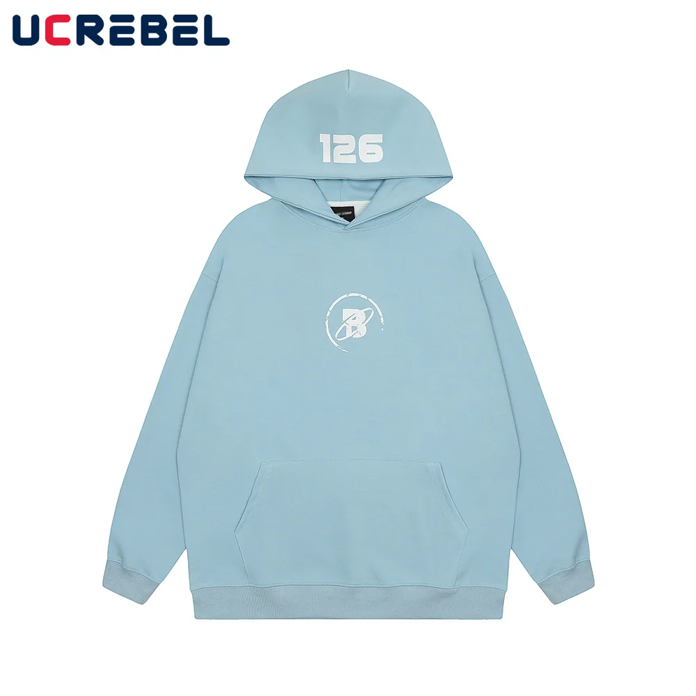 

Letter Print Hooded Sweatshirts Mens Streetwear Spring Loose Long Sleeve Drop Shoulder Sweatshirts Men