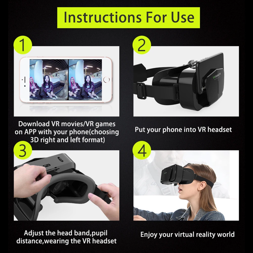 VR Smart Glasses 360 Degree Panoramic Mobile Phone 3D Virtual Reality Headset Box Google Game Helmet for 4.7-7.0" Smartphone