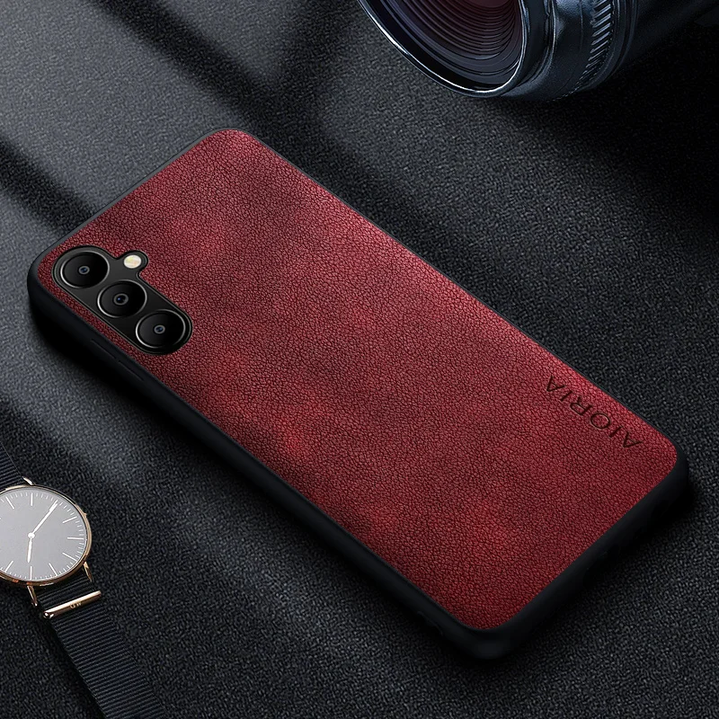 Premium Luxury Leather Retro Business Style Phone Case – Solid Color Cover