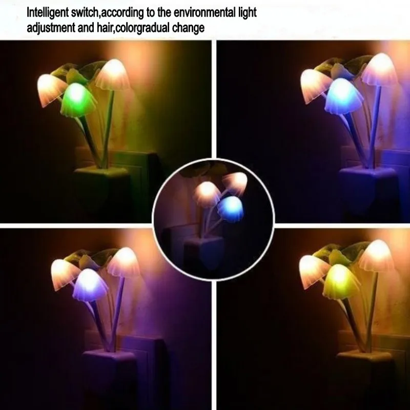 nite light Novelty Night Light EU & US Plug Induction Dream Mushroom Fungus Luminaria Lamp 220V 3 LED Mushroom Lamp led night lights 7 colo mi motion activated night light 2