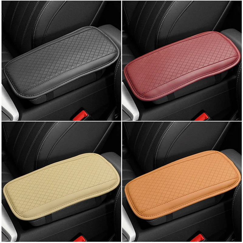 

PU Leather Car Armrest Pad Cover Universal Center Console Wave Embroider Auto Seat Box Protection Cushion Hand Supports