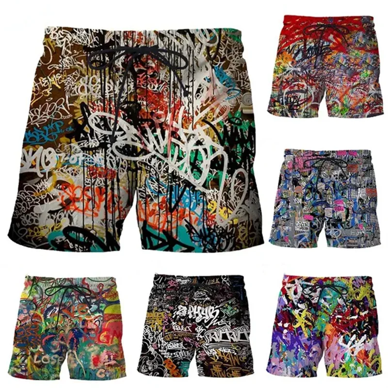 

3d Print Graffiti Short Pants Men Women Cool Summer Beach Shorts Vacation Beachwear Hot Sale Streetwear Swim Trunks Clothing