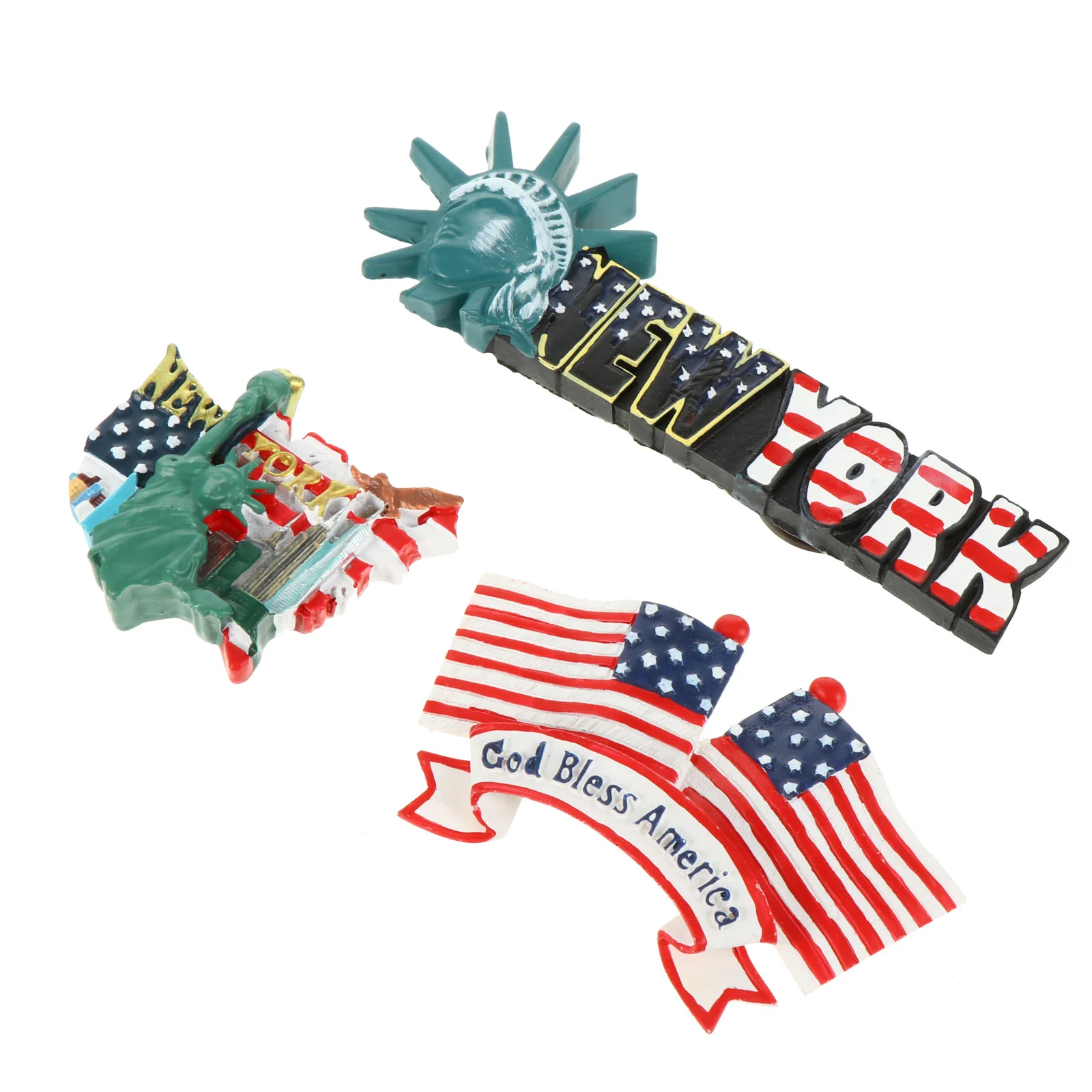 

3 Pcs Flag New York Magnets Travel Stickers Refrigerator Resin Material for Fridge