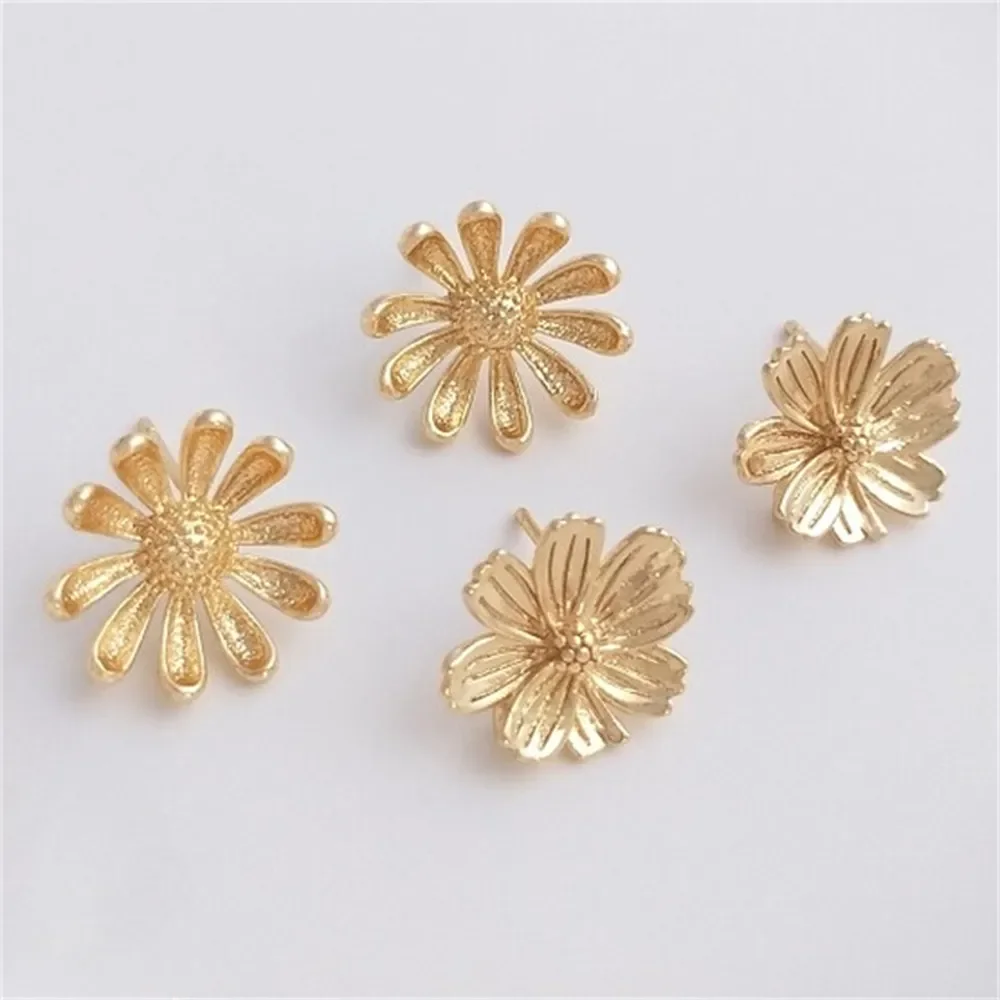 

14K Gold-coated Three-dimensional Cherry Daisy Earrings with Rings 925 Silver Needles Mori Earrings Diy Earrings Jewelry E173