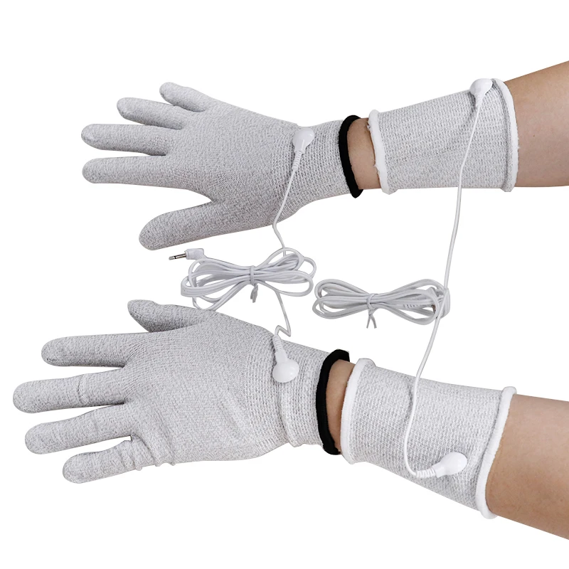 Breathable Fiber Electrotherapy Massager Electrode Gloves With Cable Electrode Machine Gloves For TENS Mechines muscle stimulator electrode pads