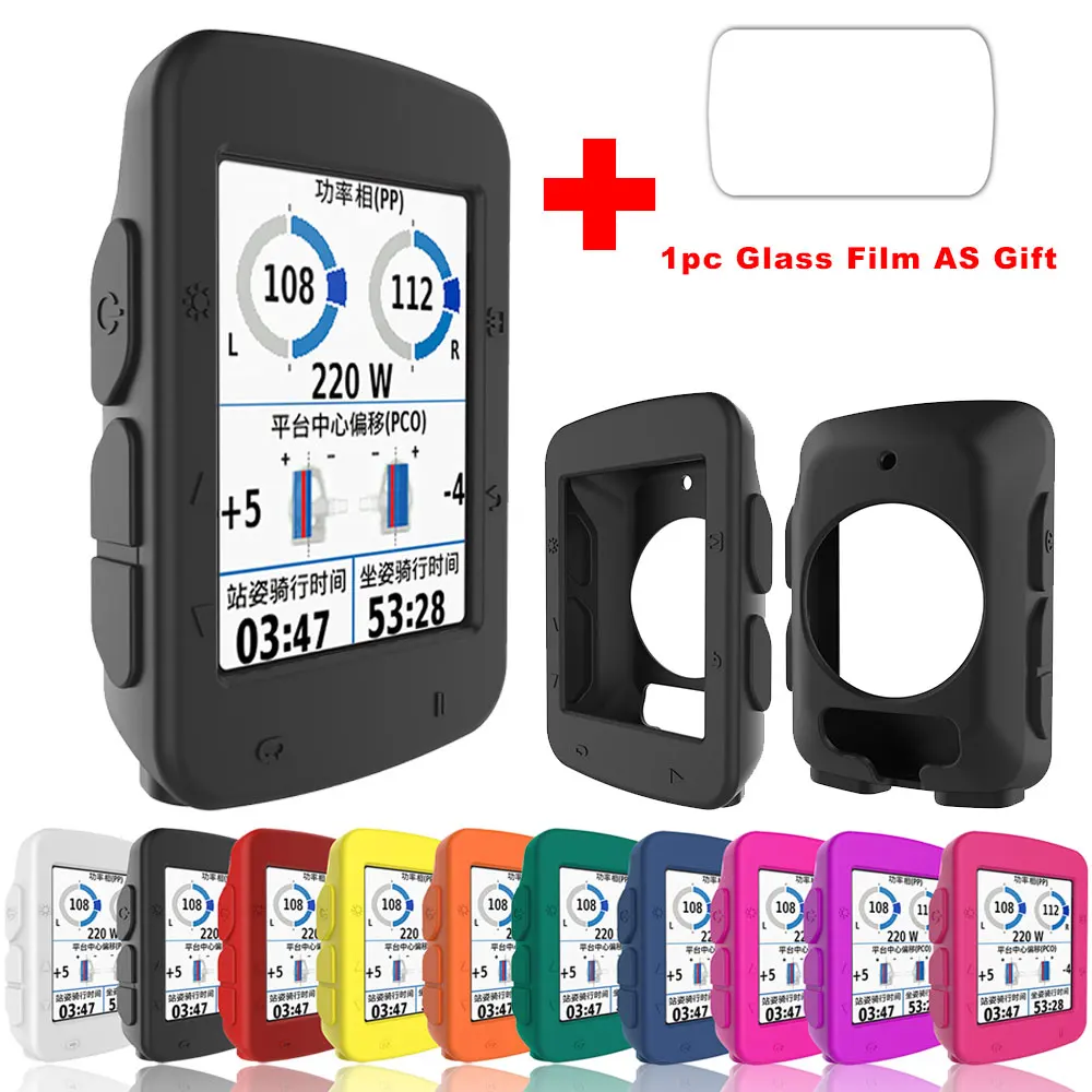 Tempered Glass Film + Silicone Cases For Garmin Edge 520 Bike Bicycle stopwatch Computer Screen Protection TPU Protector Cover