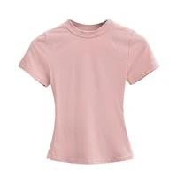 2025 New High Quality Casual T shirt Sexy Slim Short Sleeves Fashion Trend Solid Women Clothing y2k Tops 3