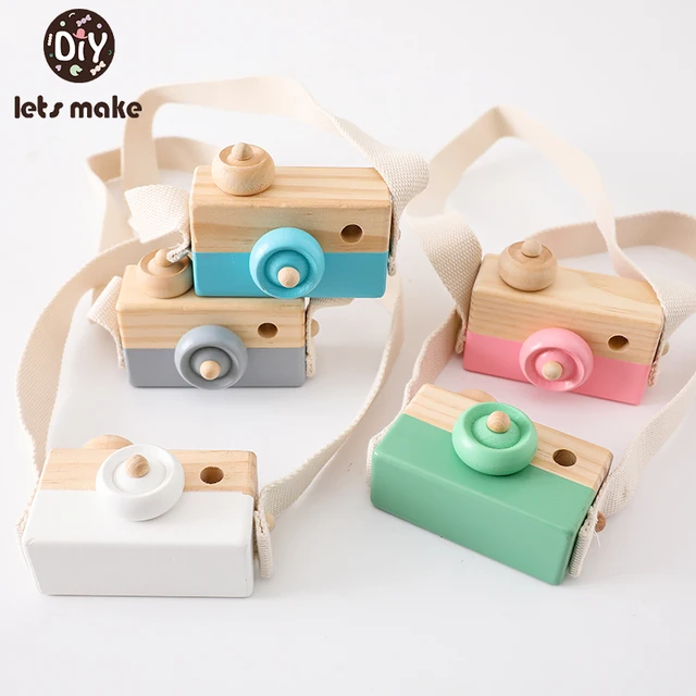 Let'S Make 1Pc Wooden Baby Toys Fashion Camera Wood Pendants Montessori Toys For Kids Wooden Diy Present Nursing Gift Baby Block 1