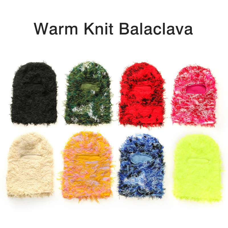 Balaclava Distressed Ski Mask Knitted Beanies Cap Winter