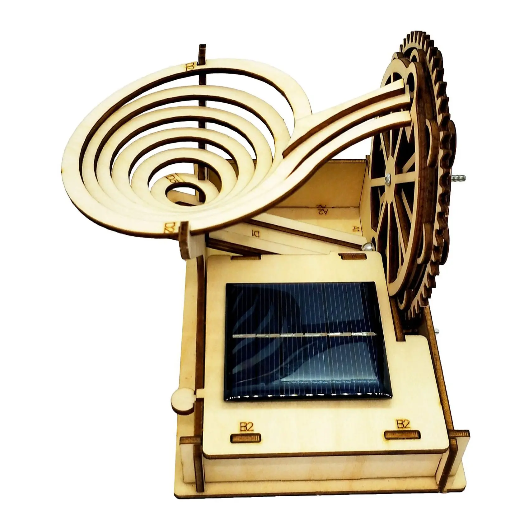 3D Wooden Marble Run Track Solar Powered DIY Puzzle Model Assembly Kit Mechanical Gear Building Engineering ToysA87I