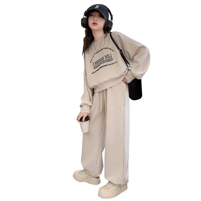 55647-6fdff4.jpg Girls Clothing Letter Sweatshirt Tracksuit Set Oversized Top And Wide Leg Pants