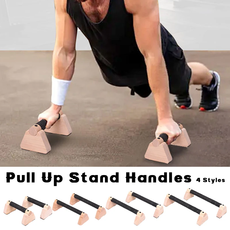 Beech Wood Calisthenics Bar Solid Wood Parallettes Push-Up Bar for Home Gym Floor Workouts Bodyweight Training