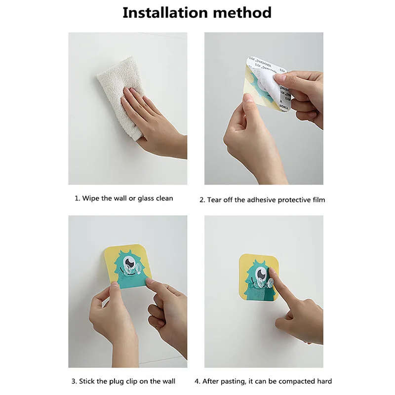 Multifunctional Punch-free Plug Hook Cartoon Animal Wall Hanging Storage Multi-function Adhesive Power Cord Socket Hanger Rack