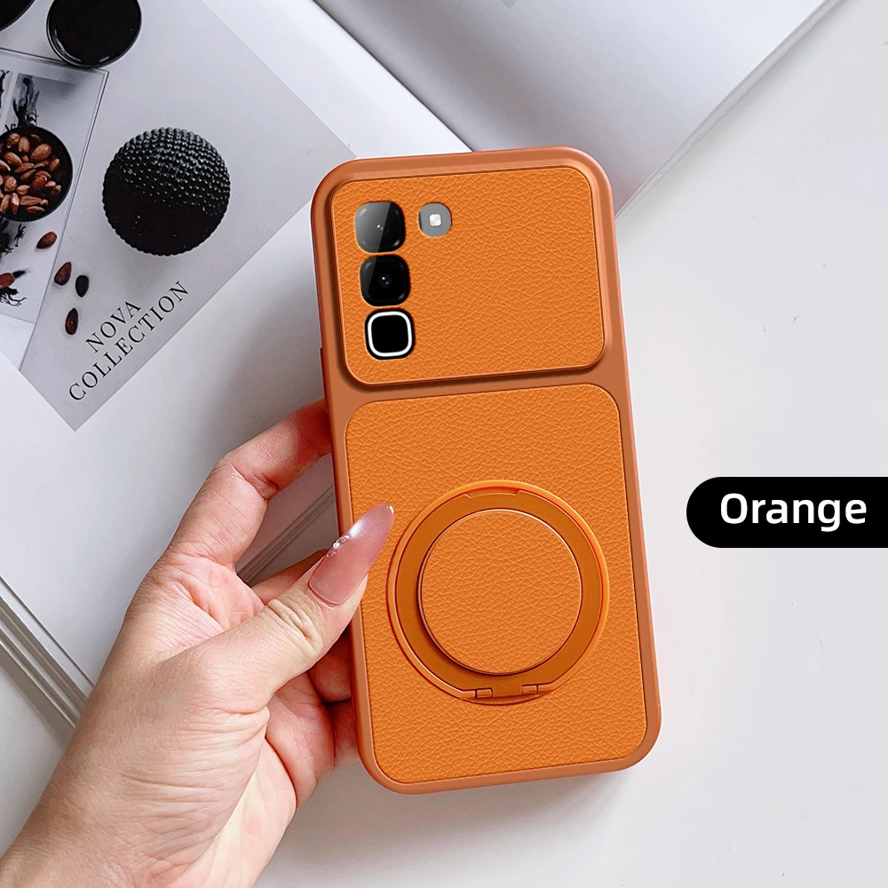 Stylish Multi-Angle Rotatable Kickstand Phone Case with PU Leather Texture and Shockproof Protection