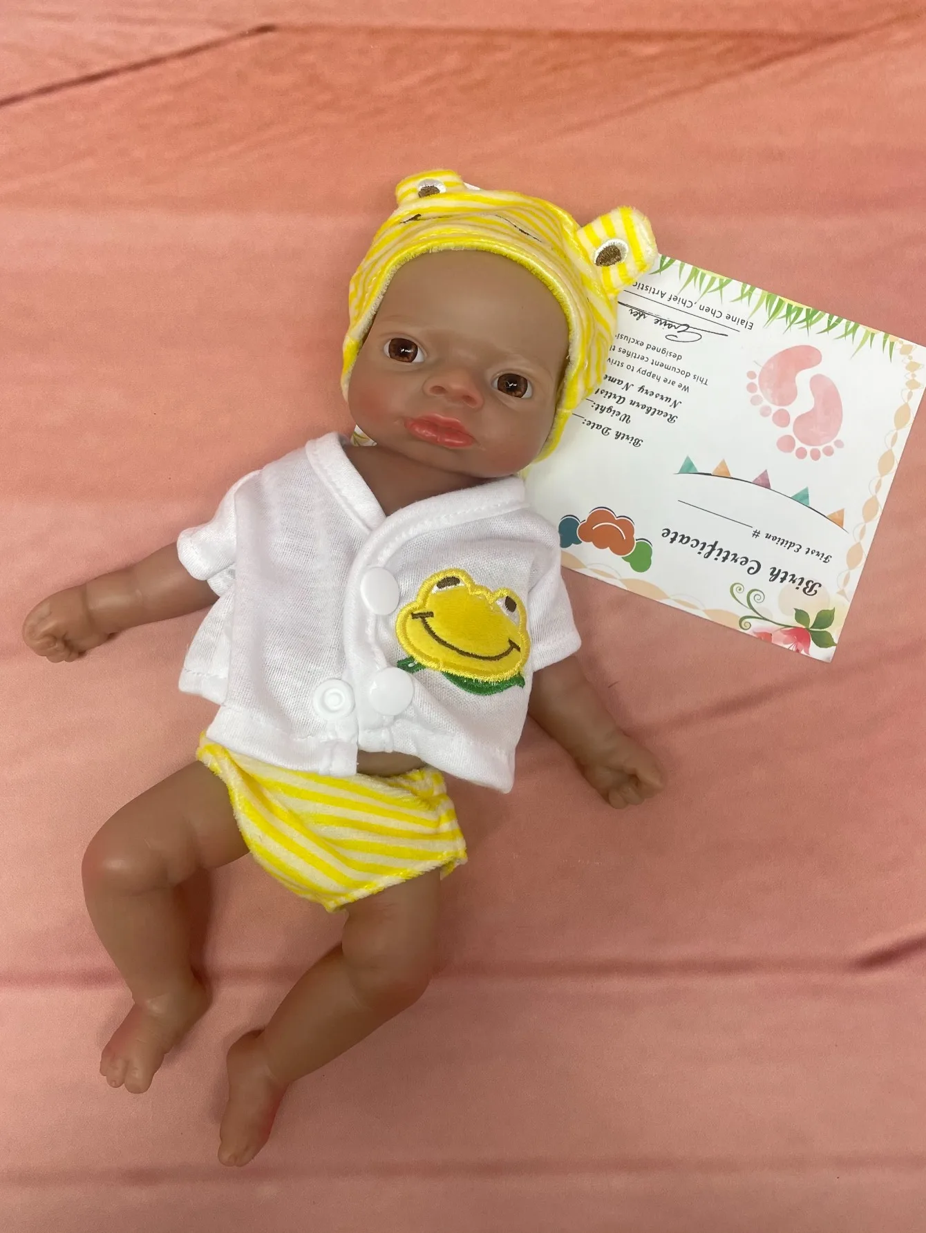 1Pc 11 Inch Lanny Dark Skin Full Silicone Bebe Reborn Girl Baby Doll Toy 3D Painted Skin Newborn Babies