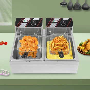 Heavy Duty Fryer with 2.5kW Heating Power, Dual Temperature Controls, 12.68Qt Capacity, Fast Heating, Easy Installation, 1