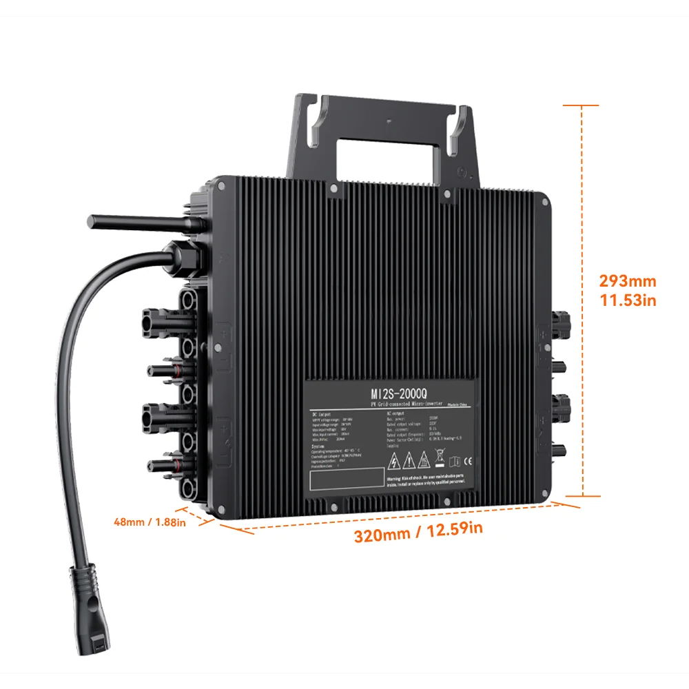 2000W IP67 Solar-Netzwechselrichter 26-60V DC mit integriertem WLAN 230 VAC für Smart Solar Grid Tie Mikro-Wechselrichter mit 12 Jahren Garantie – Detail 19