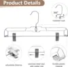 12 Pack 14 inch Clear Plastic Skirt Hangers with Adjustable Clips, Pants Hangers 360-Rotating Swivel Hook,Clip Hangers for Pants 6