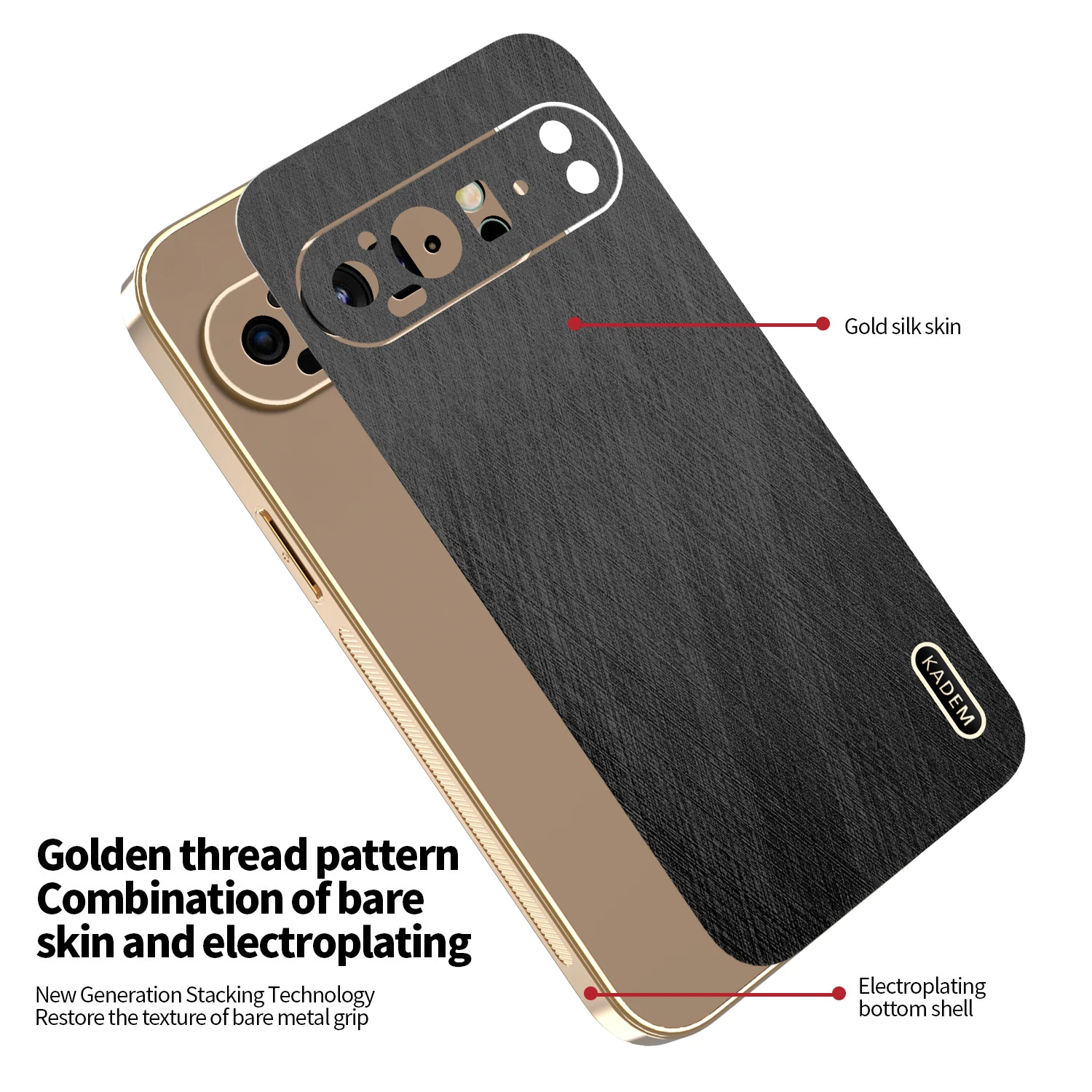 Elegant Gold Silk Skin Leather Shockproof Case