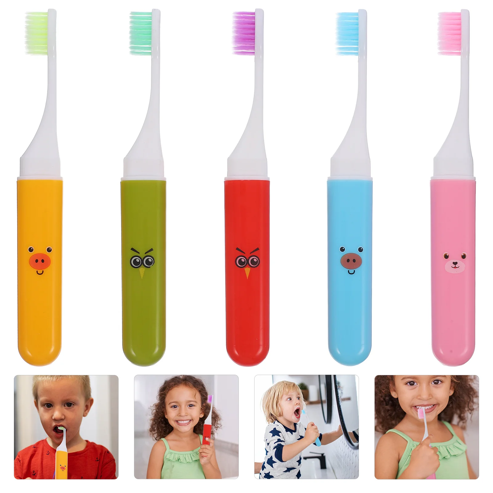 

5 Pcs Children's Folding Toothbrush Toothbrushes Kids Travel Daily Portable Camping Plastic Foldable Professional