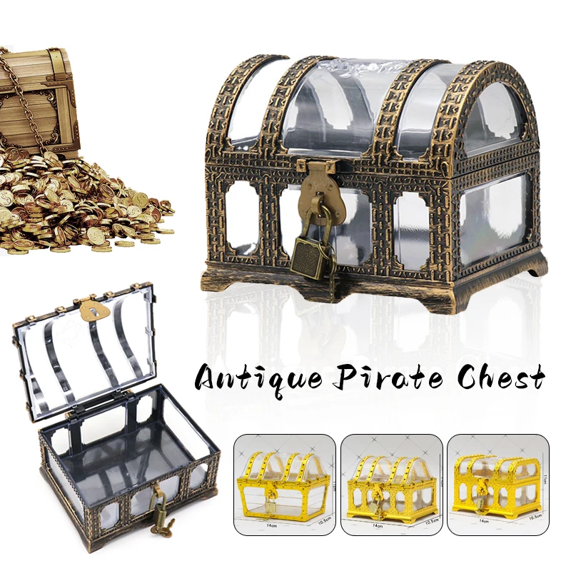 Pirate Treasure Chest with Lock – Transparent Pirate Jewelry Box for Gemstones, Crystal... - SKU PTCL2333 - UGI Packaging