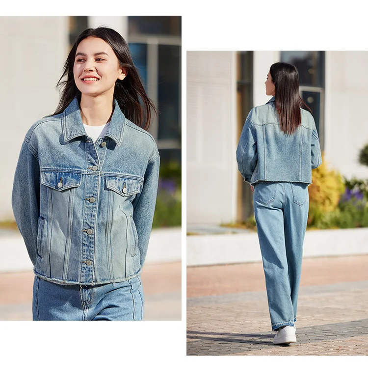 Denim Jacket Women Short Style Fringed Trendy Street Style Spring Dopamine Loose Lapel Jacket