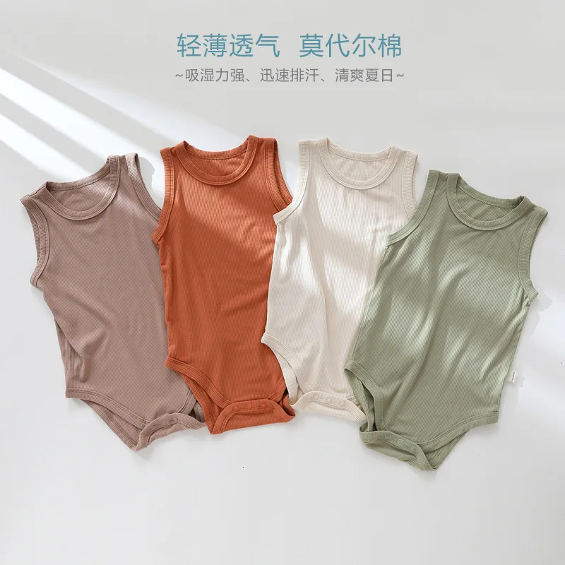 

Детский комбинезон Дженни и Дэйв без рукавов, Летний Тонкий комбинезон из чистого хлопка, комбинезон для новорожденных, Детский комбинезон с треугольной горловиной для мужчин и женщин