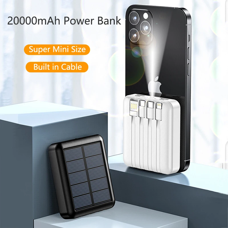 20000Mah Solar Power Bank 2.1A Powerbank Portatile A Ricarica Rapida Per Iphone 14 Samsung Xiaomi Huawei Battery Pack Mini Poverbank